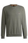 Hugo Boss Cotton-terry Relaxed-fit Sweatshirt With Logo Patch In Grey