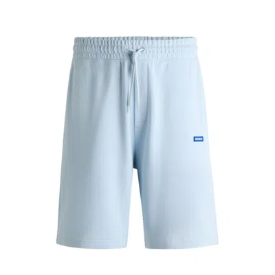Hugo Boss Cotton-terry Shorts With Blue Logo Patch