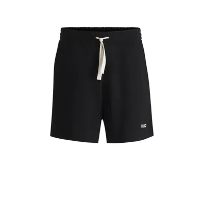 Hugo Boss Cotton-terry Shorts With Contrast Logo In Black