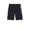 Hugo Boss Cotton-terry Shorts With Contrast Stripe And Logo In Blue