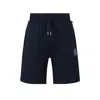 Hugo Boss Cotton-terry Shorts With Double Monogram And Drawstring In Blue