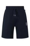 Hugo Boss Cotton-terry Shorts With Double Monogram And Drawstring In Dark Blue