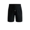 Hugo Boss Cotton-terry Shorts With Outline Logo Embroidery In Black