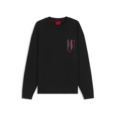Hugo Boss Cotton-terry Sweatshirt With Bird Artwork