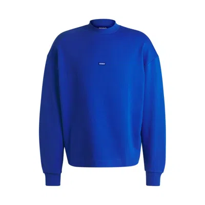 Hugo Boss Cotton-terry Sweatshirt With Blue Logo Patch