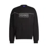 Hugo Boss Cotton-terry Sweatshirt With Chain-stitch Logo In Black