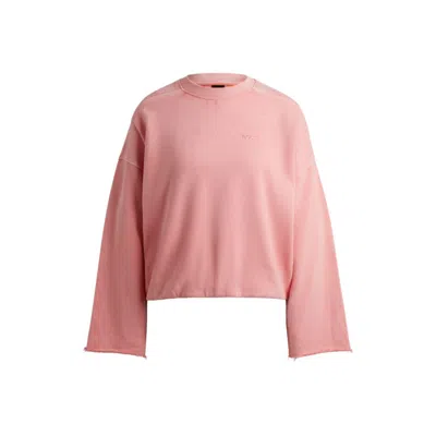 Hugo Boss Cotton-terry Sweatshirt With Drawcord Cuffs In Light Pink