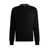 Hugo Boss Cotton-terry Sweatshirt With Flock-print Logo In Black
