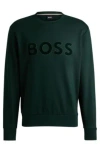 Hugo Boss Boss Green Crew Neck Cotton Sweatshirt With Long Sleeves In Light Green