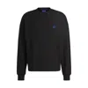 Hugo Boss Cotton-terry Sweatshirt With Smiley-face Logo Patch In Black