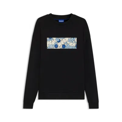 Hugo Boss Cotton-terry Sweatshirt With Logo Artwork Print In Black