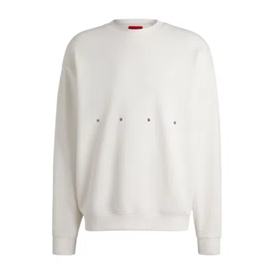 Hugo Boss Cotton-terry Sweatshirt With Logo Artwork In Natural
