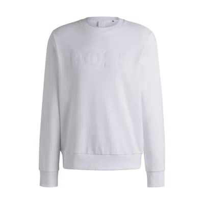 Hugo Boss Cotton-terry Sweatshirt With Logo Detail In White