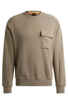 Hugo Boss Cotton-terry Sweatshirt With Logo-embroidered Pocket In Brownish