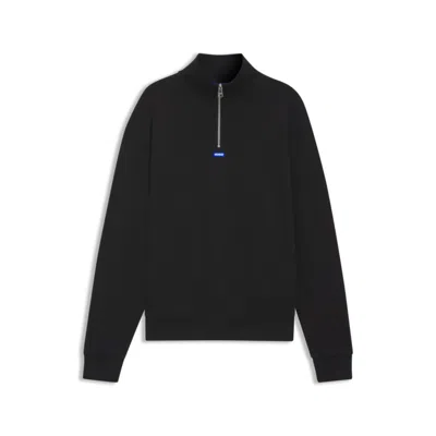 Hugo Boss Cotton-terry Sweatshirt With Logo Patch In Black