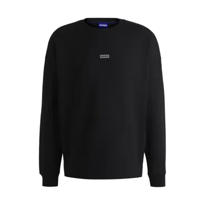 Hugo Boss Cotton-terry Sweatshirt With Logo Print In Black