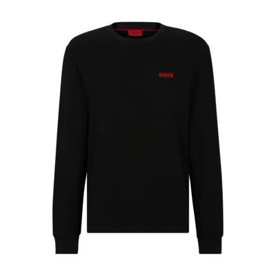 Hugo Boss Cotton-terry Sweatshirt With Reverse Logo In Black