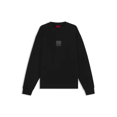 Hugo Boss Cotton-terry Sweatshirt With Split Logo In Black
