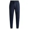 Hugo Boss Cotton-terry Tracksuit Bottoms With Double Monogram In Blue