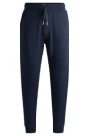 Hugo Boss Cotton-terry Tracksuit Bottoms With Double Monogram In Dark Blue