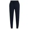 Hugo Boss Cotton-terry Tracksuit Bottoms With Embroidered Logo In Blue