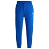 Hugo Boss Cotton-terry Tracksuit Bottoms With Smiley-face Logo Patch In Blue