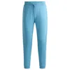 Hugo Boss Cotton-terry Tracksuit Bottoms With Logo Patch In Blue