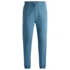 Hugo Boss Cotton-terry Tracksuit Bottoms With Logo Patch In Blue