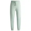 Hugo Boss Cotton-terry Tracksuit Bottoms With Logo Print In Green