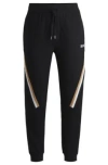 Hugo Boss Cotton-terry Tracksuit Bottoms With Signature-stripe Tape In Black