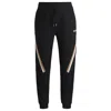 Hugo Boss Cotton-terry Tracksuit Bottoms With Signature-stripe Tape In Black