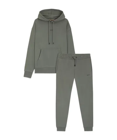 Hugo Boss Cotton-terry Tracksuit Set With Contrast Logos In Black