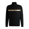 Hugo Boss Cotton-terry Zip-up Jacket With Metallic Logo In Black
