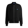 Hugo Boss Cotton-terry Zip-up Sweatshirt With Blue Logo Label In Black