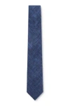 Hugo Boss Cotton Tie With An All-over Denim Effect In Dark Blue