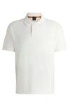 Hugo Boss Cotton-toweling Polo Shirt With Mixed-technique Logo In White