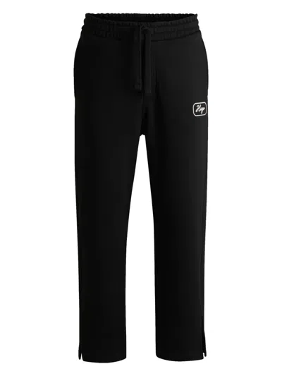 Hugo Boss Cotton Track Trousers In Black