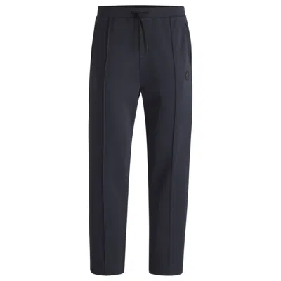Hugo Boss Cotton Tracksuit Bottoms With Double B Monogram In Blue