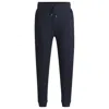 Hugo Boss Stretch-cotton Tracksuit Bottoms With Logo Print In Blue
