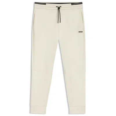 Hugo Boss Cotton Tracksuit Bottoms With Striped Trims In White