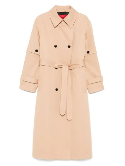Hugo Boss Cotton Trench Coat In Neutrals