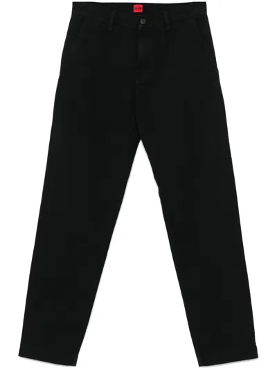 Hugo Boss Cotton Trousers In Black