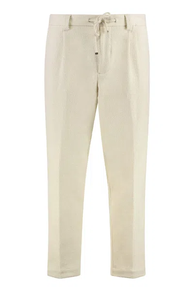 Hugo Boss Cotton Trousers In Panna