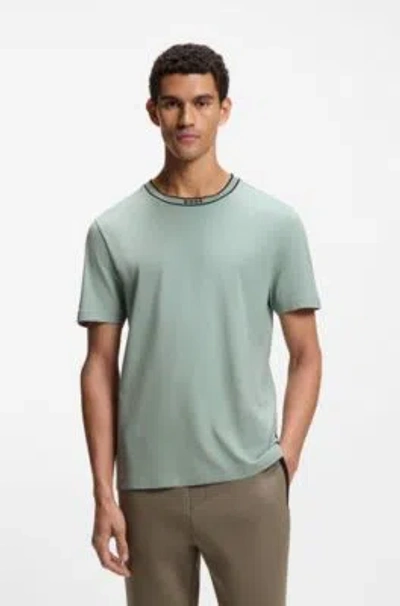Hugo Boss Cotton T-shirt With Logo Crew Neck In Green