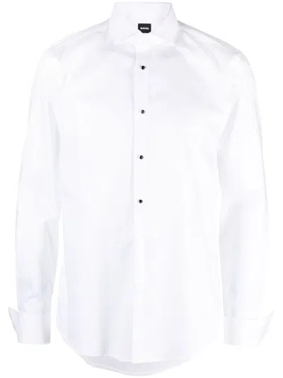 Hugo Boss Cotton Tuxedo Shirt In White