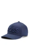 Hugo Boss Cotton-twill Cap With 3d Embroidered Logo In Dark Blue