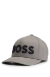 Hugo Boss Cotton-twill Cap With 3d Embroidered Logo In Grey