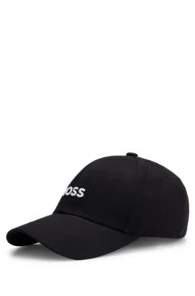 Hugo Boss Cotton-twill Cap With Embroidered Logo In Black