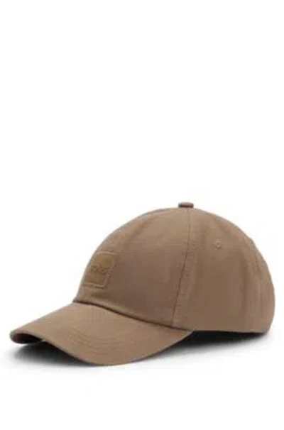 Hugo Boss Cotton-twill Cap With Logo Patch In Light Brown