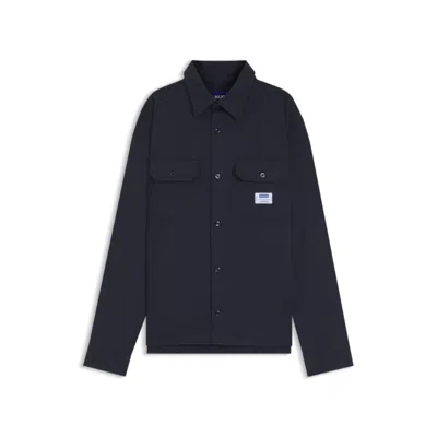 Hugo Boss Cotton-twill Shirt With Logo Label In Blue